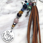 Artisan Prayer Keychain – Gemstone Beaded Purse Charm & Bag Clip