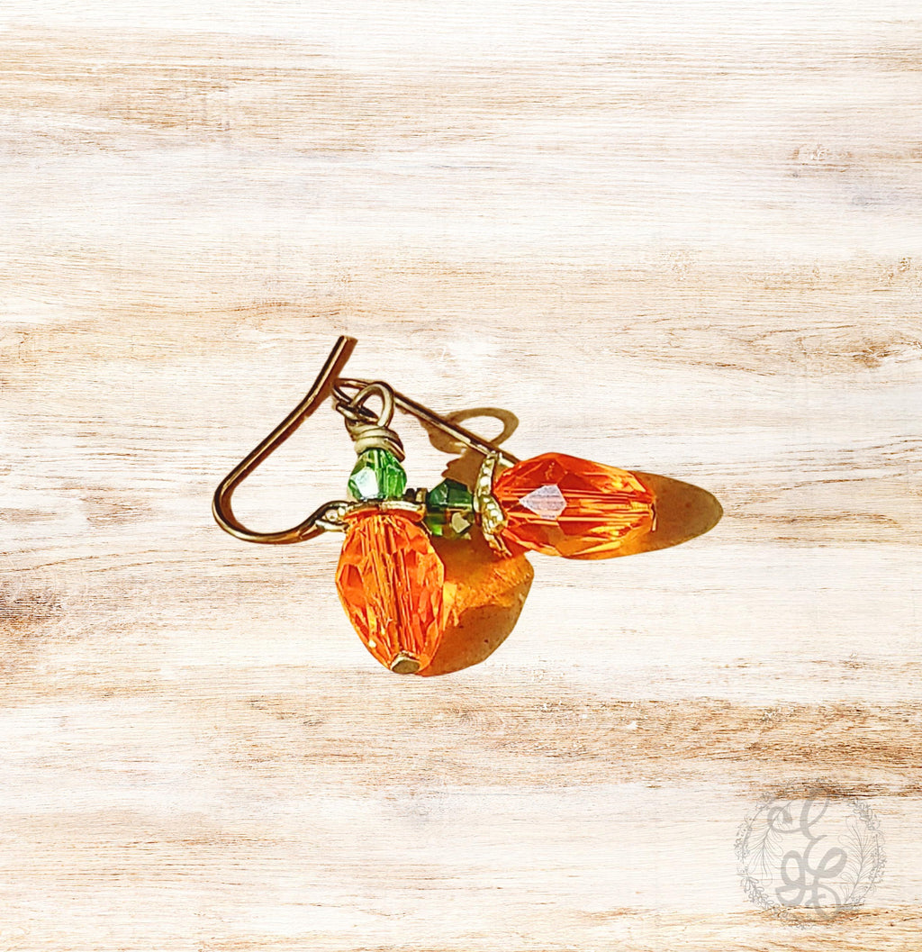Crystal Carrot Dangle Earrings for Spring- Whimsical Jewelry