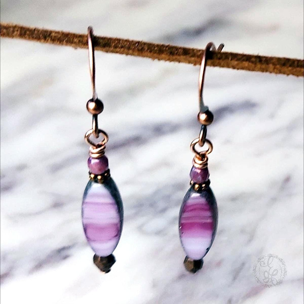 Artisan Drop Earrings in Mulberry Pink for Boho Chic Style