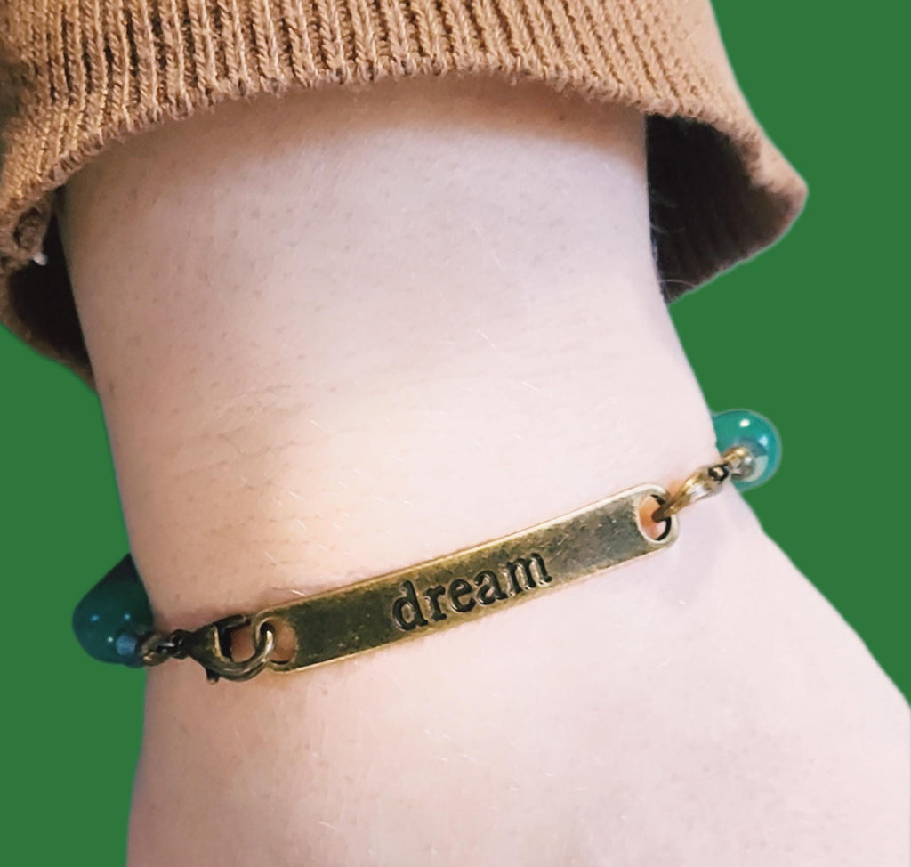 Green Aventurine Gemstone Bracelet with Dream Charm for Women, gift for friend