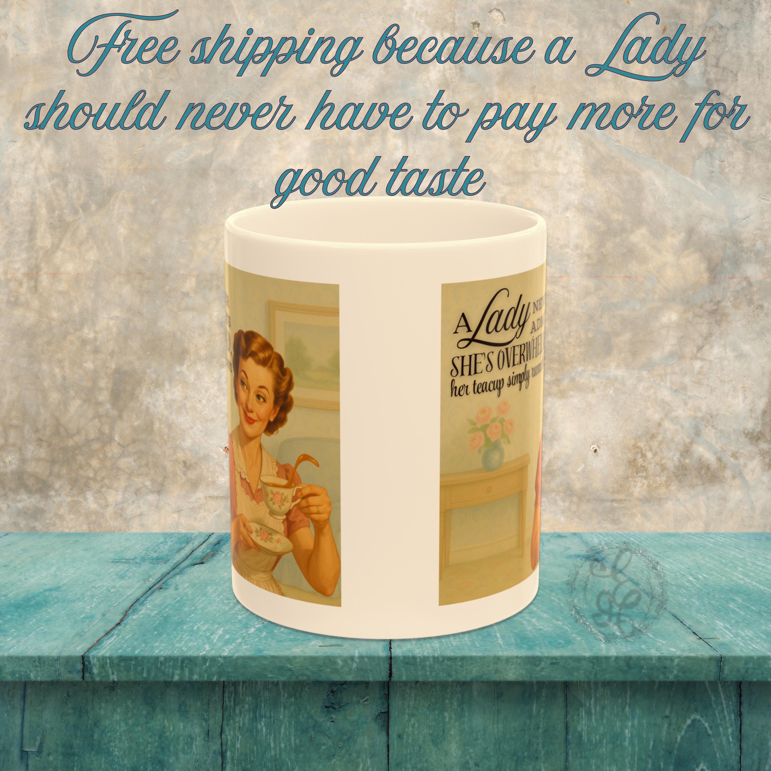 Wholesome Retro Ceramic Mug, Vintage Woman Homemaker Humor Gift, Cheeky Saying, Funny Coffee Cup, 11oz, Sarcastic Quote Mug