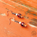 Mediterranean Summer Earrings – Vintage-Inspired Crystal & Copper Dangle Earrings – Artisan Pale Blue and Garnet Red Jewelry Gift