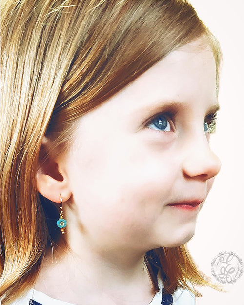 18k Gold Huggie Hoop Flower Earrings for Girls