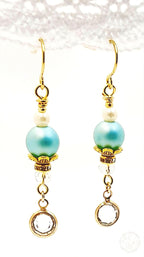 Elegant Gold and Robin’s Egg Blue Pearl Drop Earrings – Classic and Timeless Design
