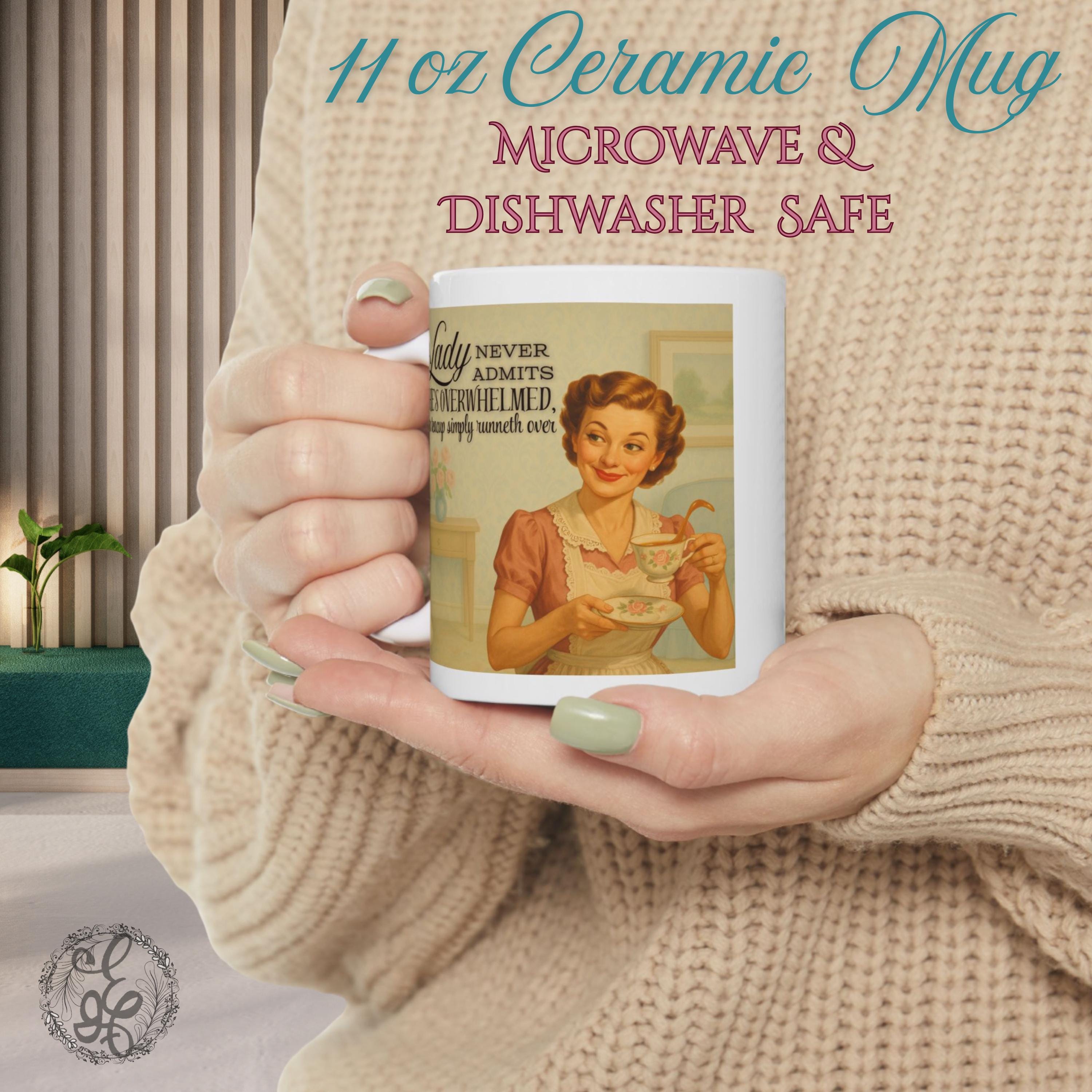 Wholesome Retro Ceramic Mug, Vintage Woman Homemaker Humor Gift, Cheeky Saying, Funny Coffee Cup, 11oz, Sarcastic Quote Mug
