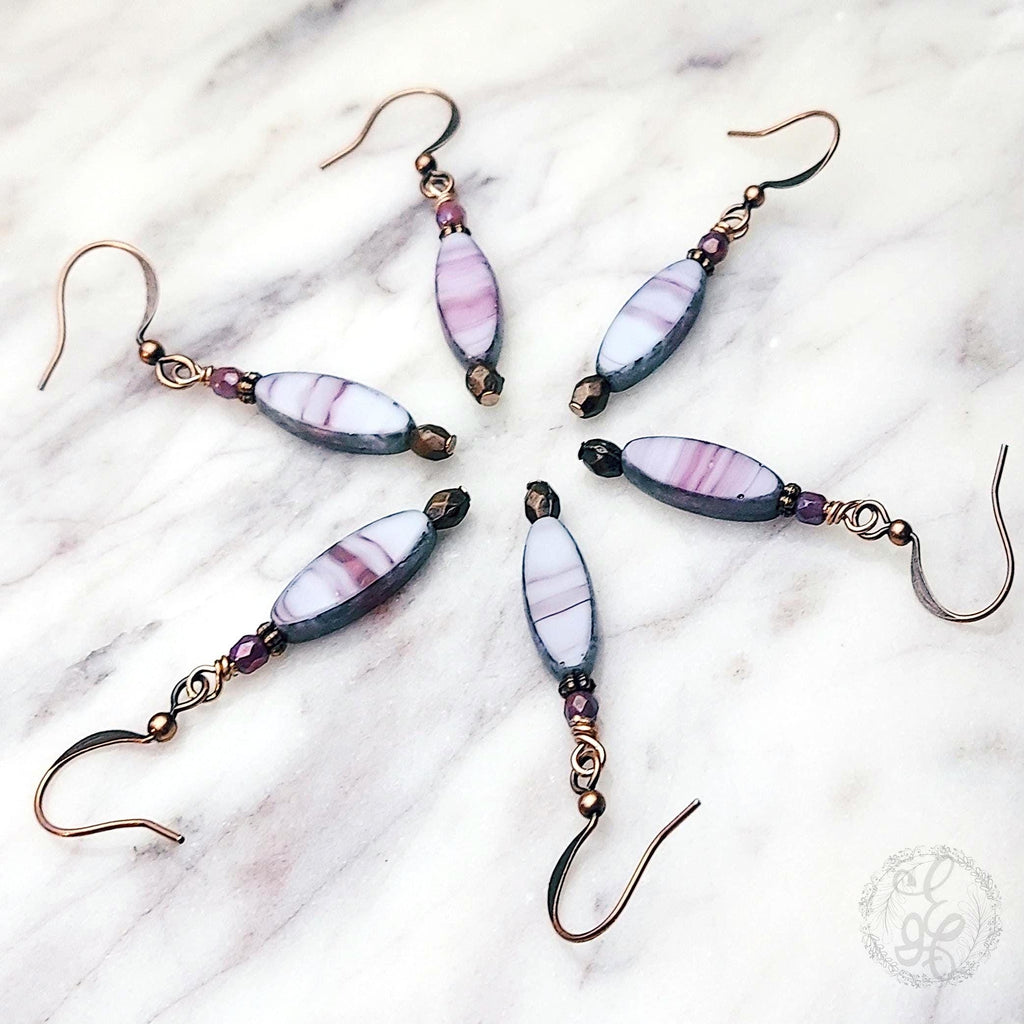 Artisan Drop Earrings in Mulberry Pink for Boho Chic Style