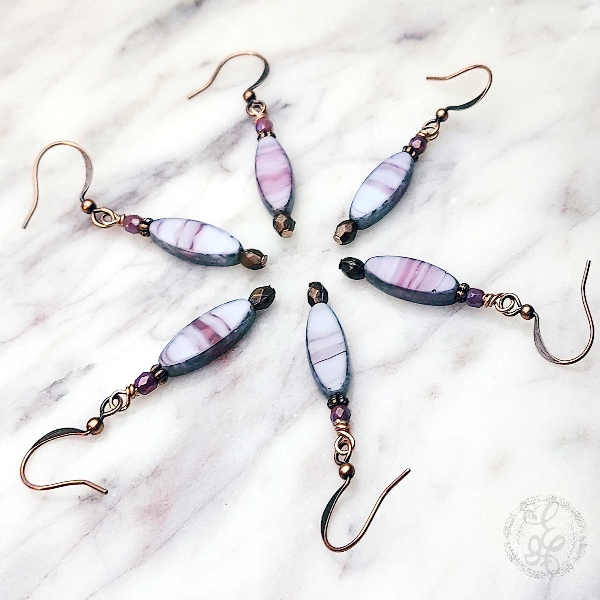 Artisan Drop Earrings in Mulberry Pink for Boho Chic Style