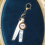 Vintage Sewing Purse Charm – Resin Cabochon with Antique Sewing Machine, Lace & Measuring Tape Ribbon