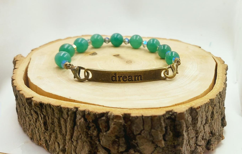 Green Aventurine Gemstone Bracelet with Dream Charm for Women, gift for friend