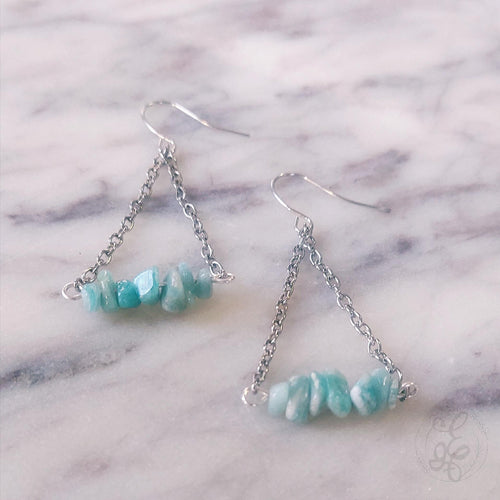 Amazonite Earrings: Boho Chic Triangle Amazonite Dangle Earrings - Handmade Gemstone Jewelry
