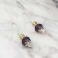 Plum Crystal Dangle Earrings | Artisan Earrings in Copper, Silver, or Bronze