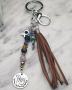 Artisan Prayer Keychain – Gemstone Beaded Purse Charm & Bag Clip