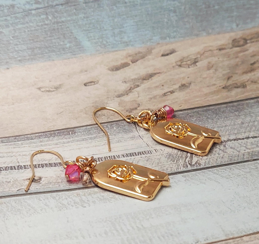 Gold Rose dangle earrings gifts for her Women's earrings drop earrings