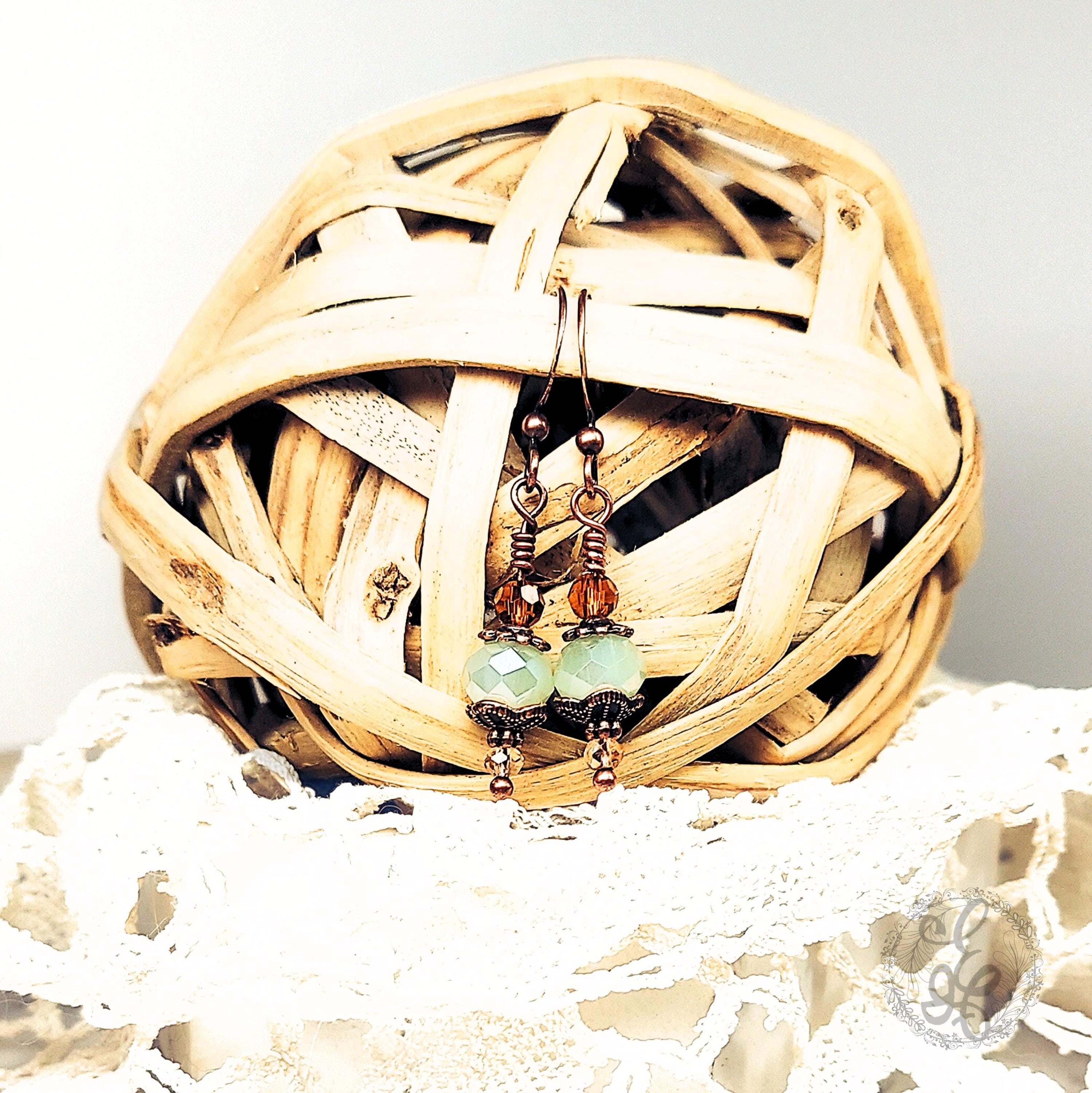 Antique Copper Crystal Earrings – Vintage Inspired Dangle Jewelry