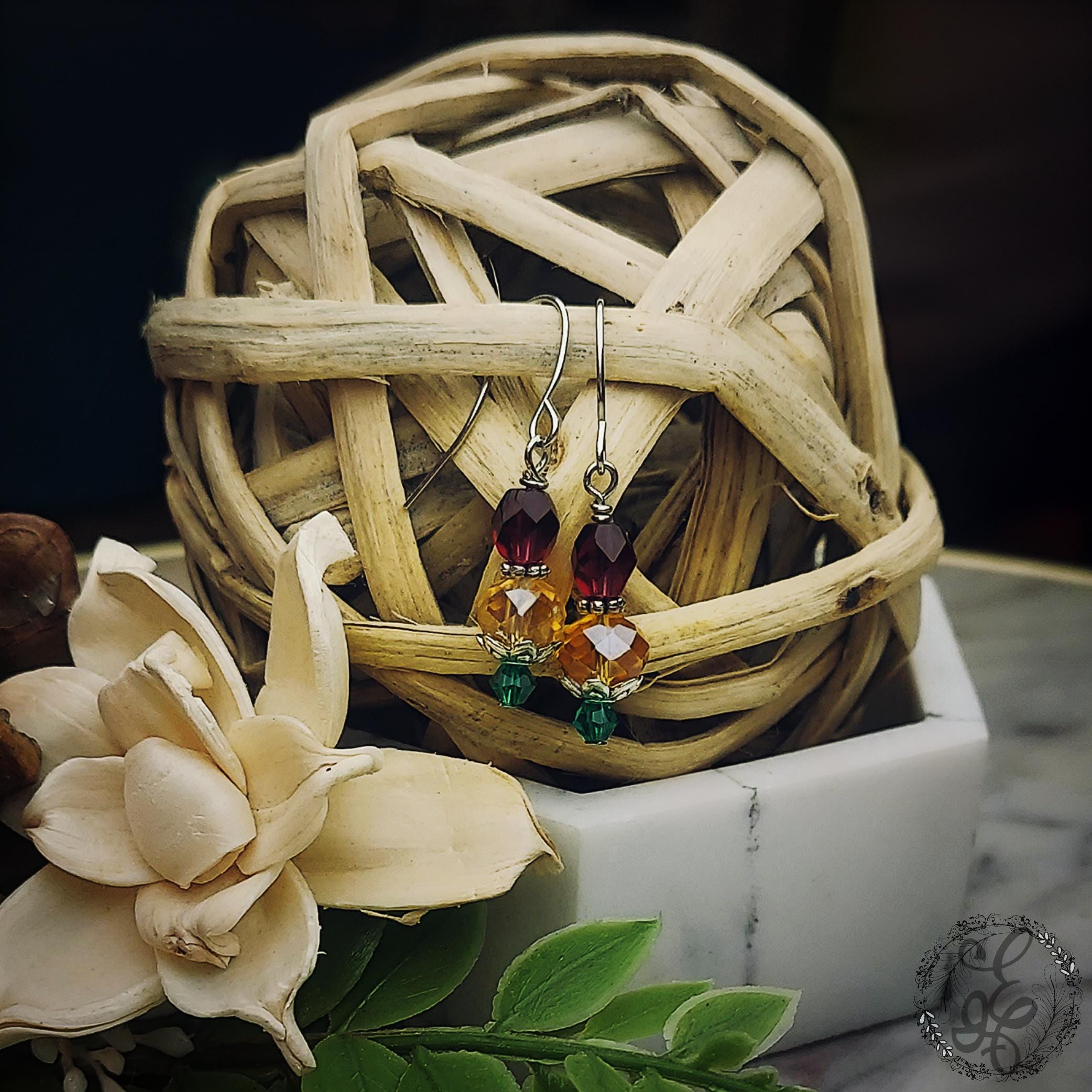 Florida Style Inspired Crystal Dangle Earrings | Option for .925 Sterling Silver French Hooks