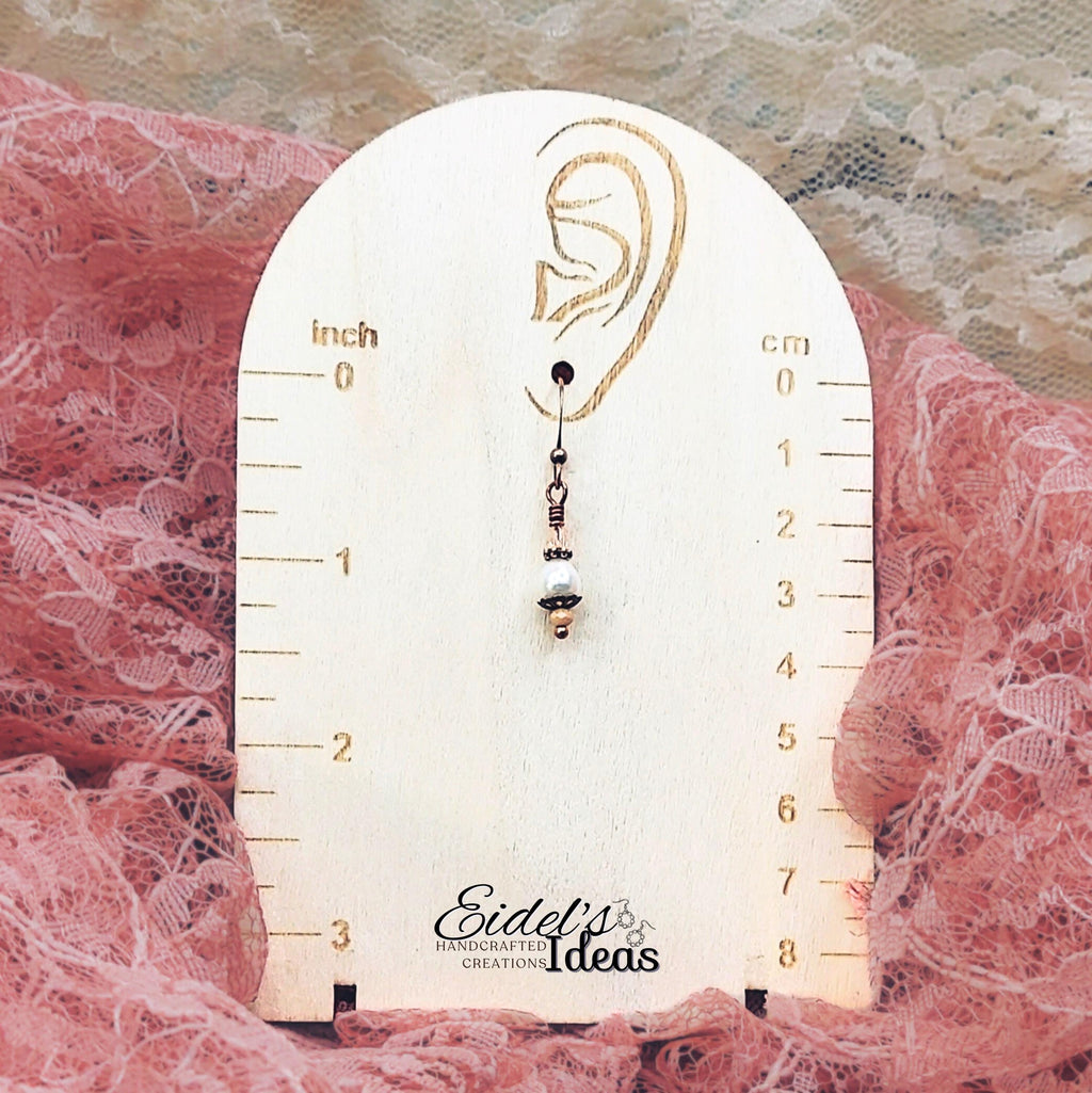 Freshwater Pearl Drop Earrings – Antique Copper & Czech Glass – Hypoallergenic, Vintage-Inspired Dangle Earrings