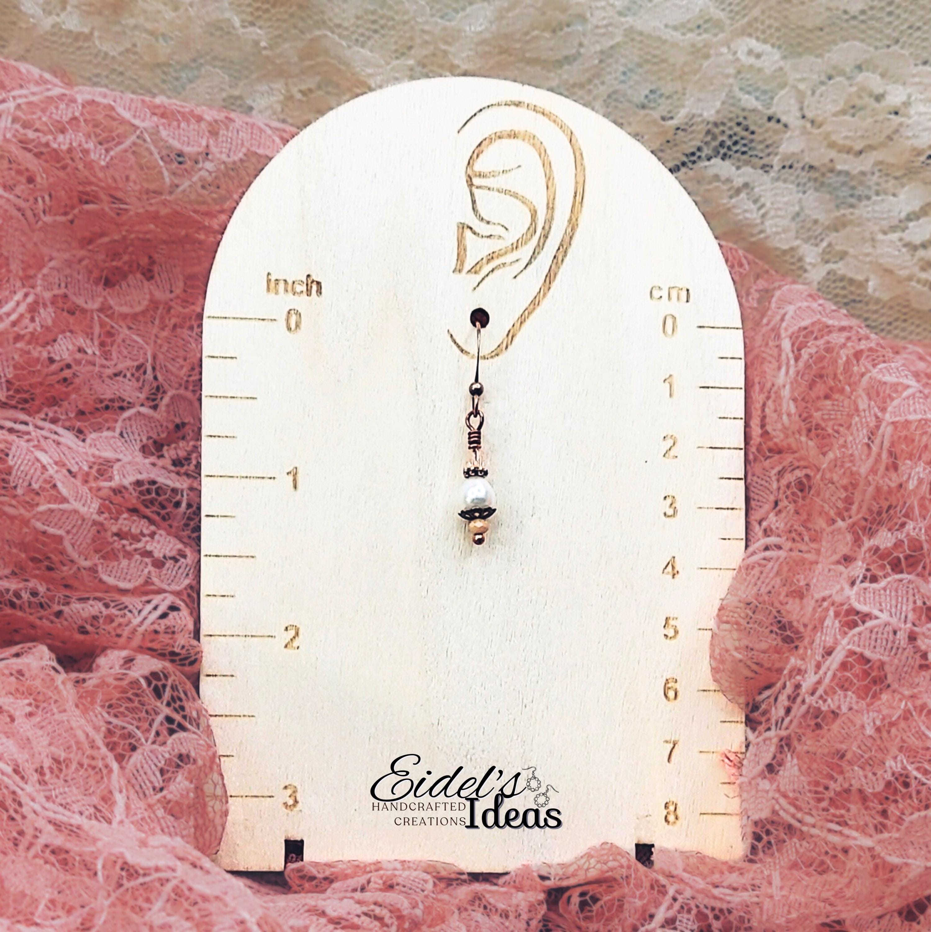 Freshwater Pearl Drop Earrings – Antique Copper & Czech Glass – Hypoallergenic, Vintage-Inspired Dangle Earrings