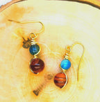 Orange and Blue Agate and Carnelian Earrings beaded Earrings Gemstone Dangle Earring Gifts for Her