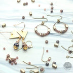 Rhodonite & Rhodochrosite Dangle Earrings – Raw Brass Triangles