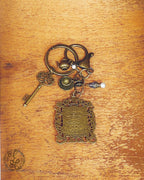 Victorian Tea Purse Charm & Keychain – Blue Handcrafted Cameo, Teapot and Crystal Charms – Antique Brass