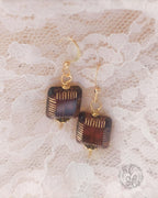 Brown Czech Glass Earrings in Gold
