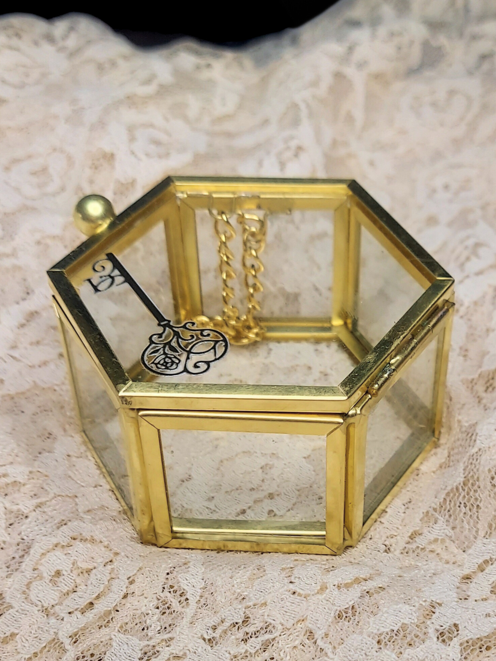 Vintage-Inspired Glass & Brass Trinket Box