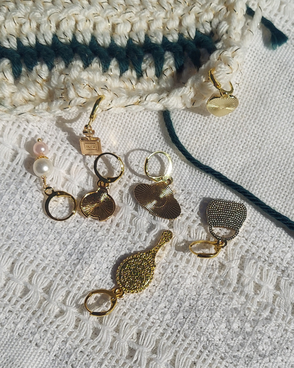 Crochet Stitch Marker Charm Set - Material Girl
