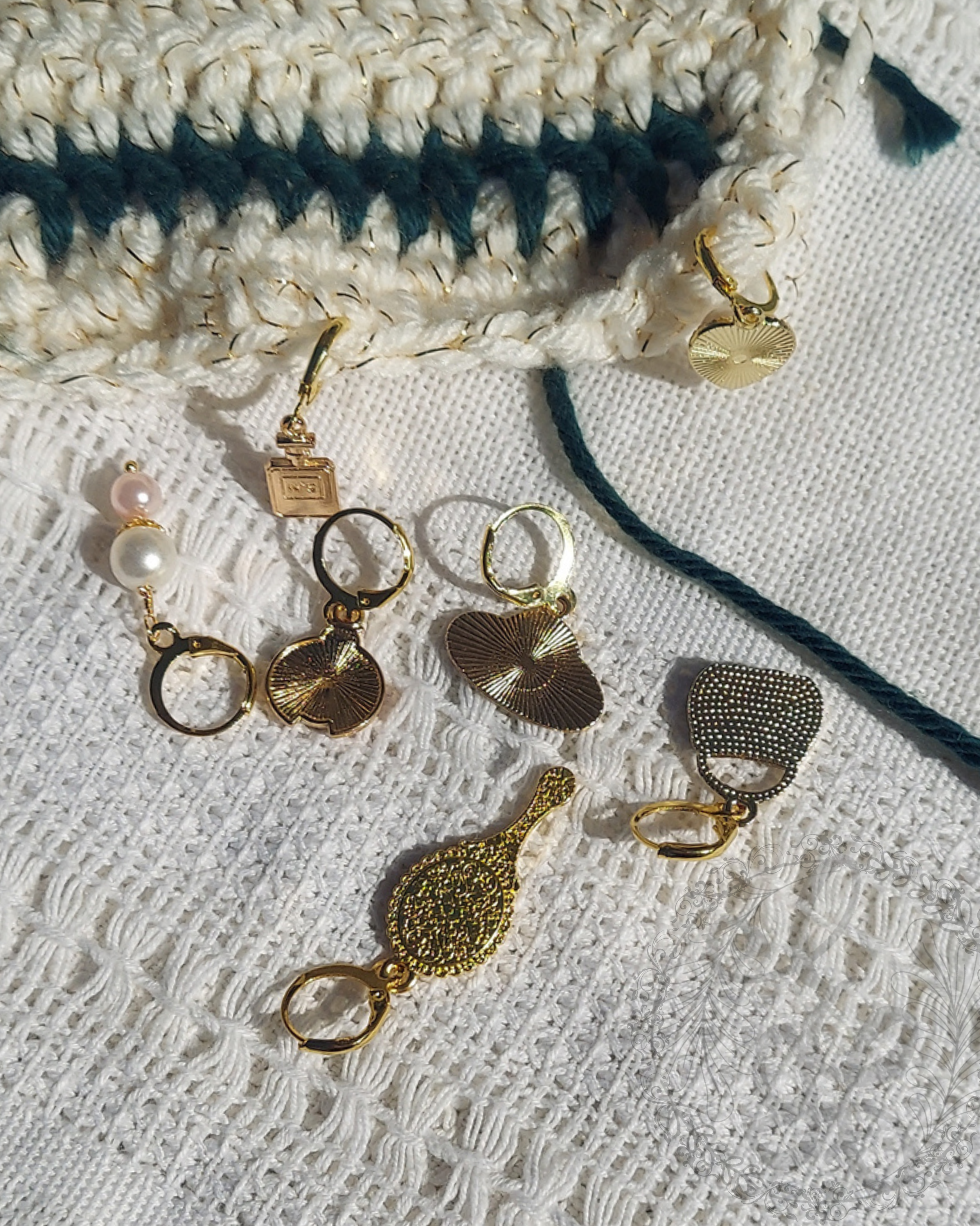 Crochet Stitch Marker Charm Set - Material Girl