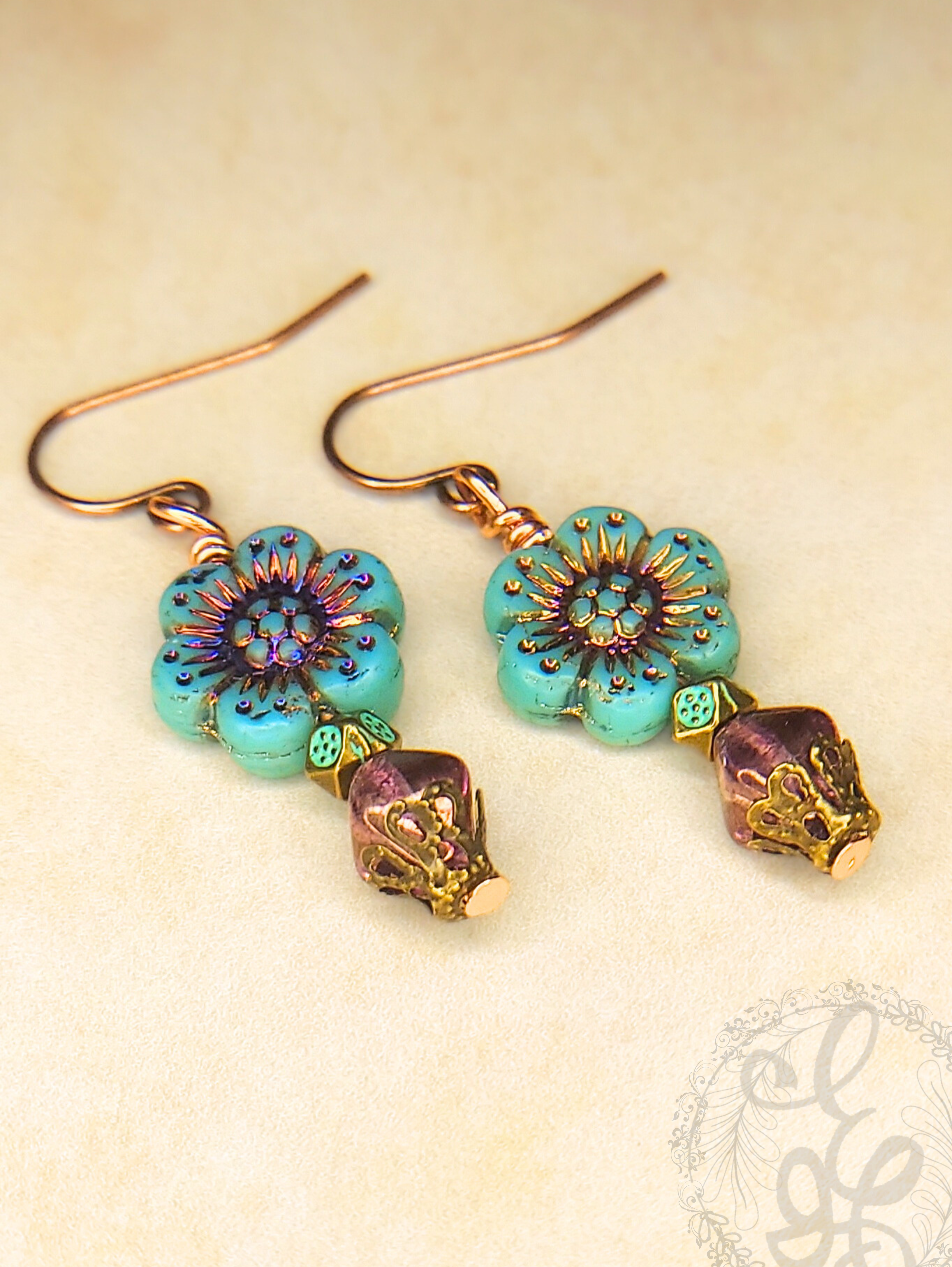 Blue and Purple Flower Earrings