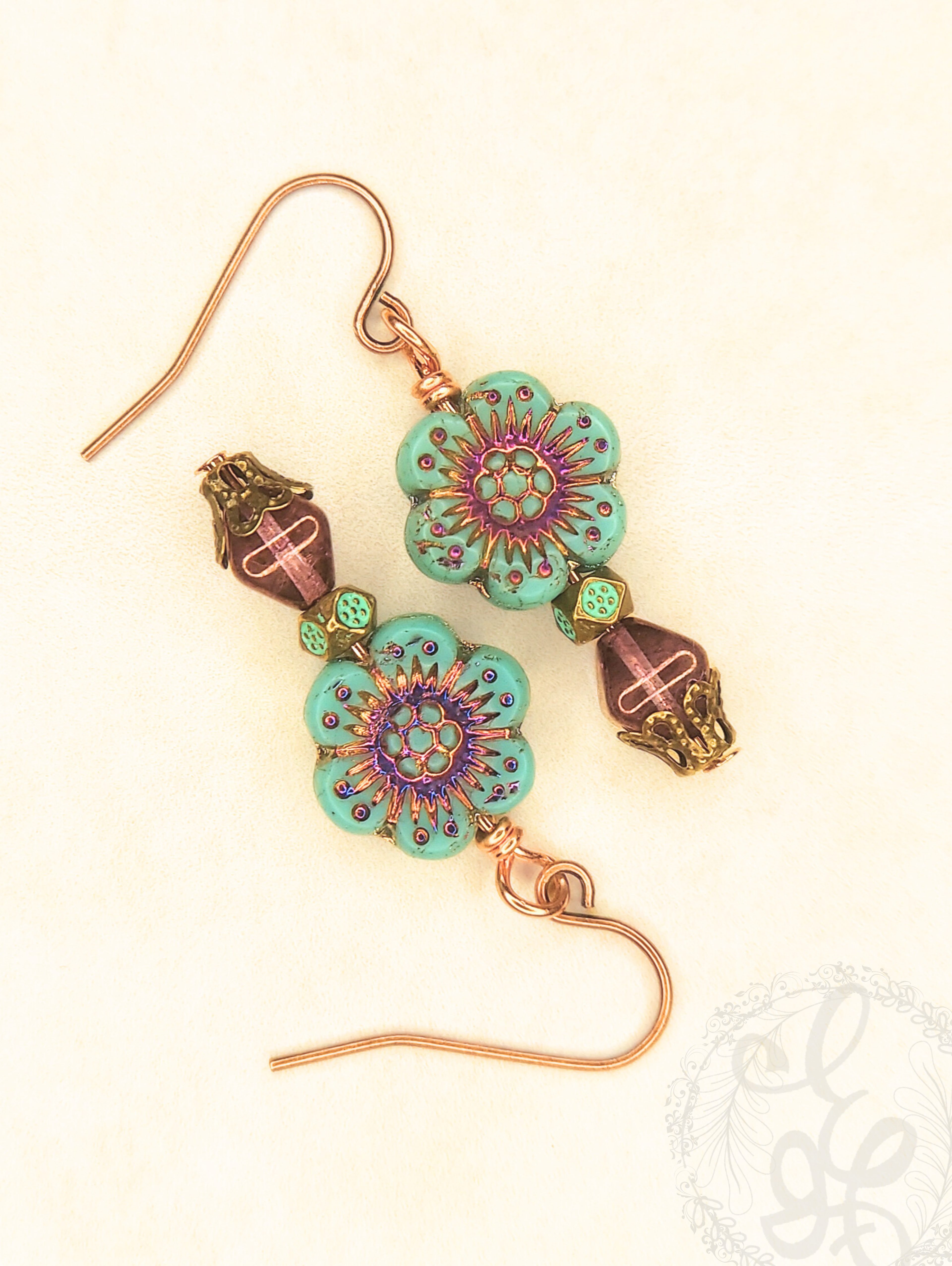 Blue and Purple Flower Earrings