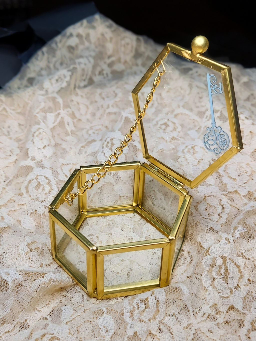 Vintage-Inspired Glass & Brass Trinket Box