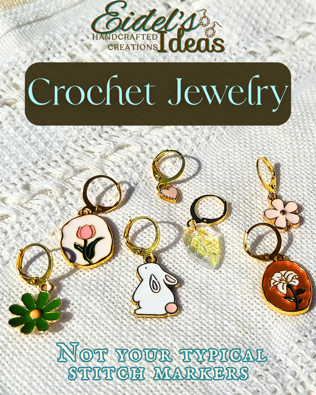 Springtime Crochet Stitch Markers Set of 7 | Leverback Locking Stitch Markers | Charm Progress Keepers | Crochet Gift