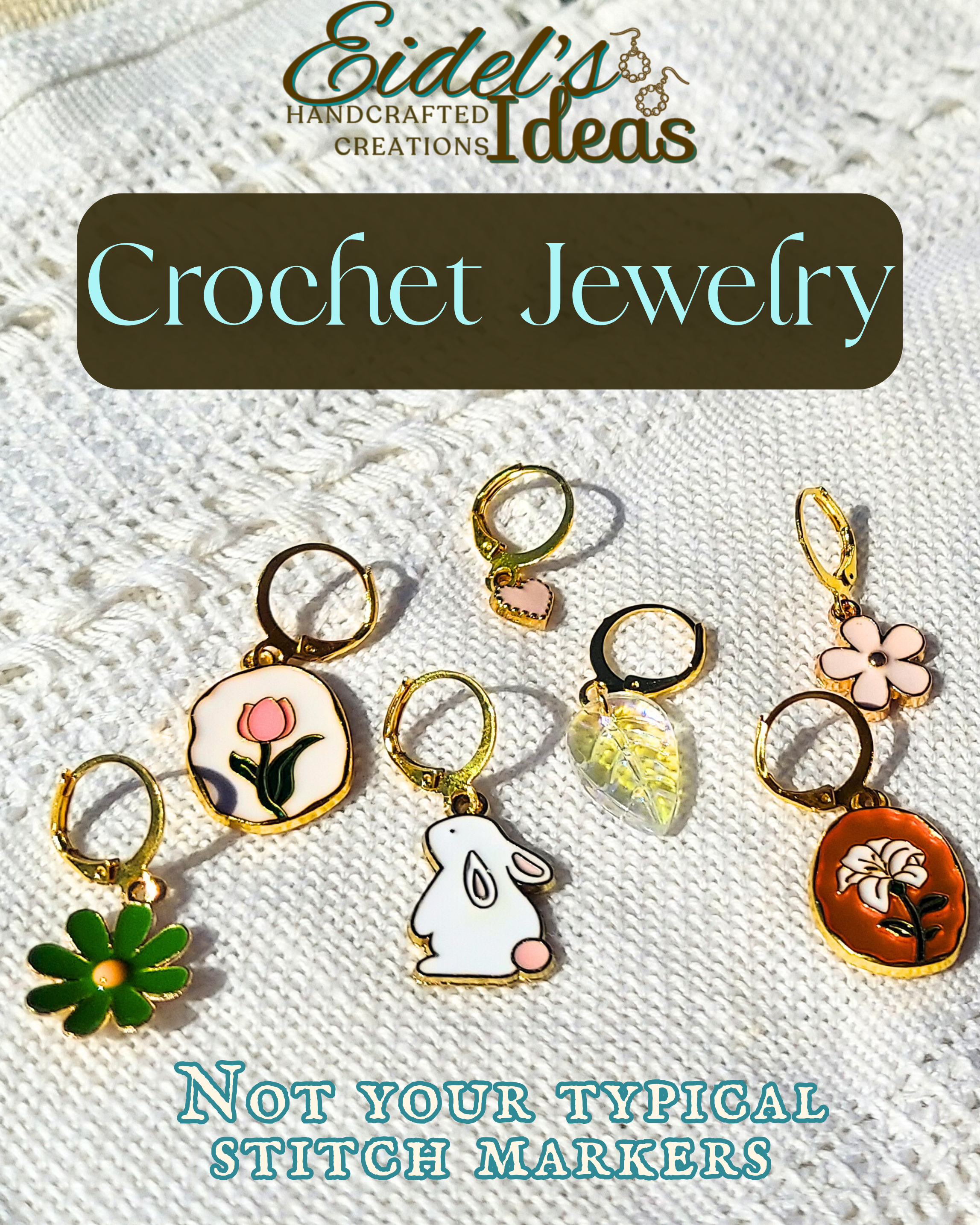 Springtime Crochet Stitch Markers Set of 7 | Leverback Locking Stitch Markers | Charm Progress Keepers | Crochet Gift
