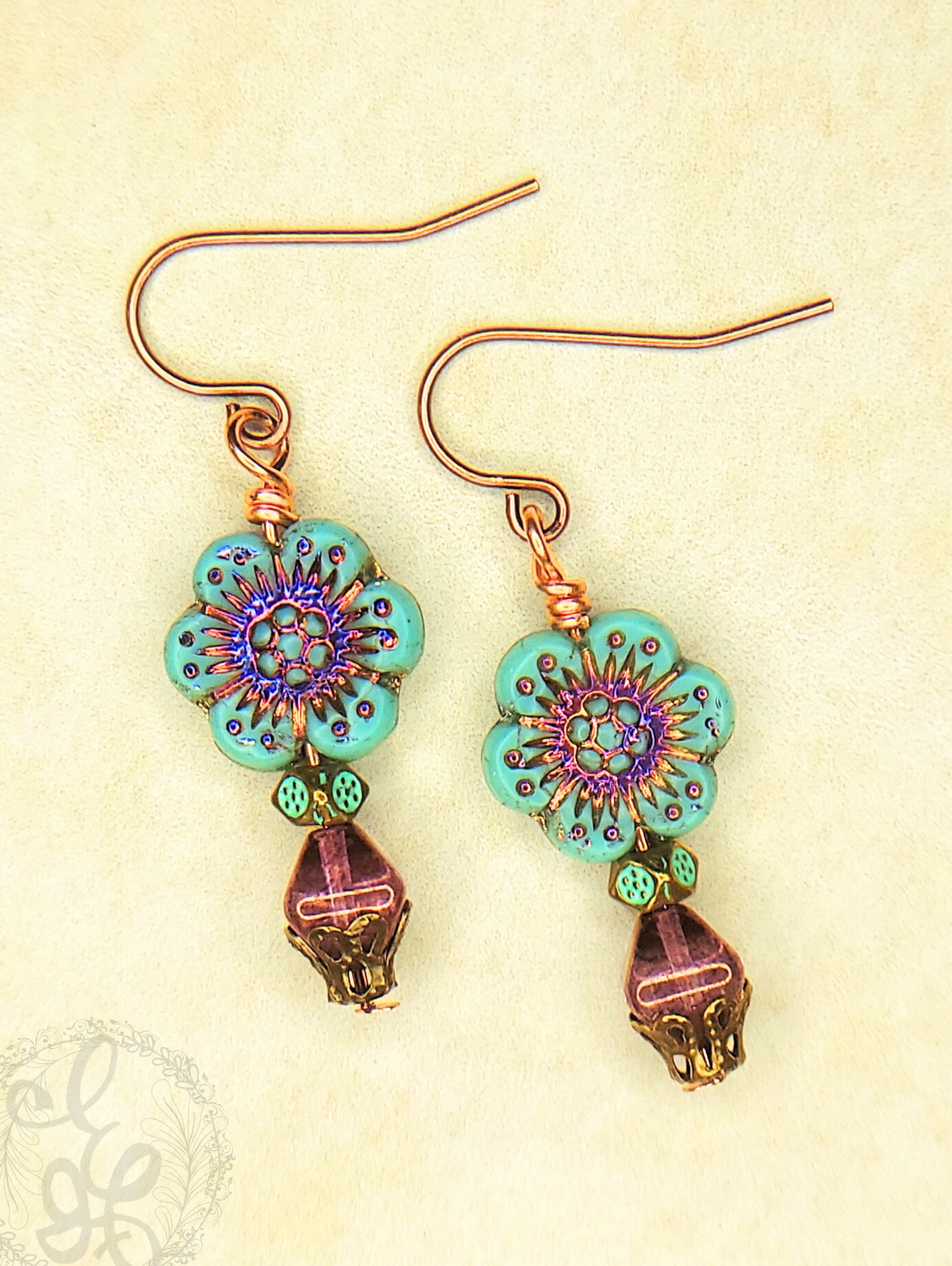 Blue and Purple Flower Earrings